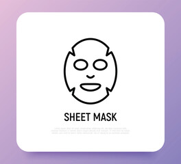Facial sheet mask thin line icon. Modern vector illustration for beauty shop.