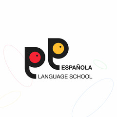 'Espanola' language service iconic logo. Concept of Interpreter, Translation, and Writing consulting agency.  Vector illustration