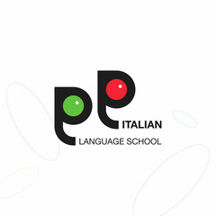 'Italian' language service iconic logo. Concept of Interpreter, Translation, and Writing consulting agency.  Vector illustration