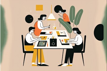 illustration of people working , ai generated