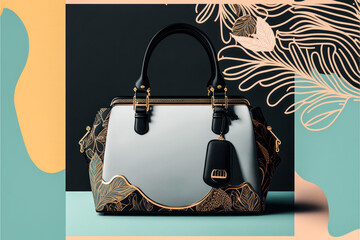Banner for Trendy luxury fashion design female bag webshop template mock up.