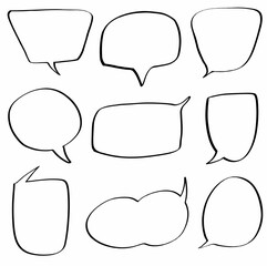 set doodle hand drawn blank speech bubbles 