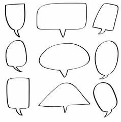 set doodle hand drawn speech bubbles 