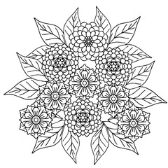 design flower outline element coloring page