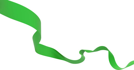 Smooth green ribbon on  transparent background. 3d rendering