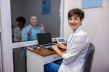 Fototapeta premium Ent doctor working with the patient at the clinic