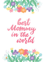 Mother's day greeting card, poster, print, banner, invitation, spring and women's day template decorated with flowers. EPS 10