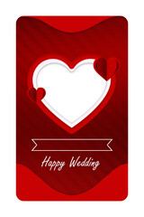 Greeting frame romantic red heart with blank ribbon wedding concept for decoration card and instagram story post isolated on white background