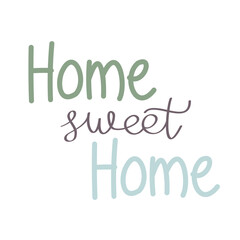 Naklejka na ściany i meble Hand-drawn isolated Home sweet home quote lettering