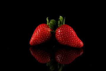 Red ripe strawberry fruits