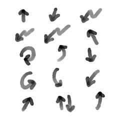 Vector hand drawn arrow elements isolated on white. Vector set of hand-drawn arrows, elements for presentation. hand drawn arrows