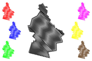 Guerrero municipality (Free and Sovereign State of Coahuila de Zaragoza, Mexico, United Mexican States) map vector illustration, scribble sketch Guerrero map