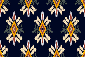 seamless pattern.ethnic oriental pattern traditional on blue background.Aztec style abstract vector illustration.