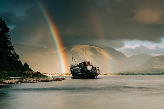 Shipwreck Old Boat of Caol in Corpach, Scotland.