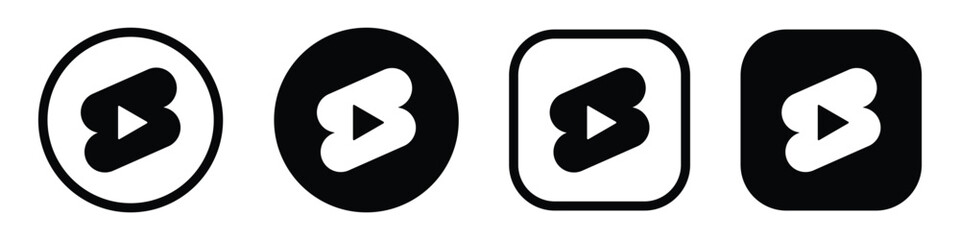 Short video set icon, vector illustration