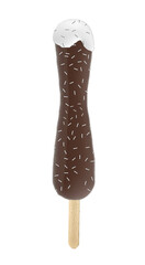 Letter I uppercase chocolate popsicle with cream and sprinkles - 3d rendering