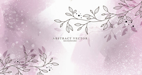 Gentle pink vector illustration with branches and leaves. Background for postcards, presentations, text, diplomas