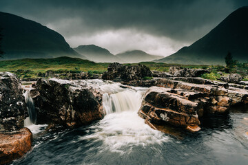Waterfall in Glencoe in Scotland