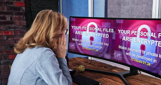 Ransomware Malware Attack. Business Computer Hacked