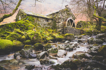 Fototapeta na wymiar Old Abandoned Borrodale Mill in the Lake District