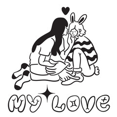 poster congratulations on valentine's day. Illustration with text. Vector objects for design and printing. Postcard for Valentine's day. linear design. 