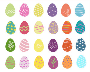 set of vector colorful easter eggs isolated on white background