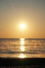 Fog over the sea at sunrise