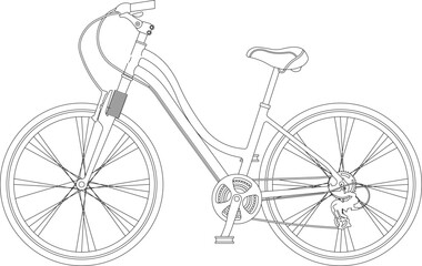 Vector sketch of a two-wheeled mechanic bicycle illustration