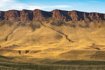 mountain landscape with great stairs on it