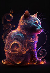 The beauty of a Spiral galaxy in space in the shape of a cat. Generative Ai. - obrazy, fototapety, plakaty