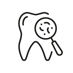 Tooth Bacteria Line Icon. Teeth Medical Exam Linear Pictogram. Oral Hygiene. Microbe and Infection. Dentistry Outline Symbol. Dental Treatment Sign. Editable Stroke. Isolated Vector Illustration