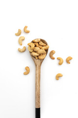 heap of cashew nuts isolated on white background