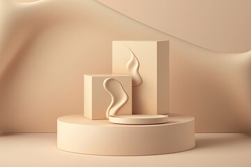 3D display podium, beige background