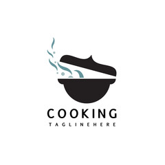 Cooking Logo Design Template. pot logo Icon or symbol suitable for restaurant. Vector illustration. EPS 10