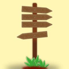 Wooden direction signboard 3D web vector illustration. Vintage design wooden signboards. Eps format illustration.