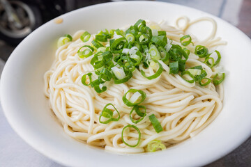 Close up shot of boiled dried noodles