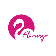 flamingo logo with pink color, animal art logo design illustration flamingo logo, vector template © afriliya
