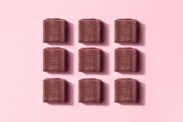 Handcrafted chocolate praline bonbons. Delicious dessert pattern