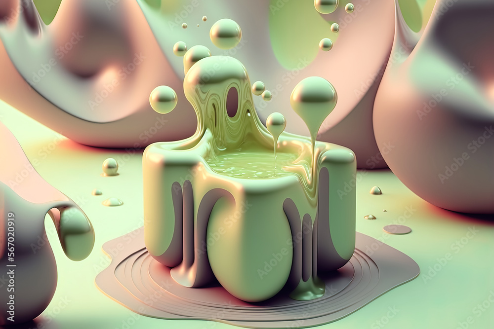 Canvas Prints abstract fluid green background with interlaced 3d distortion effect. futuristic liquid design. retr