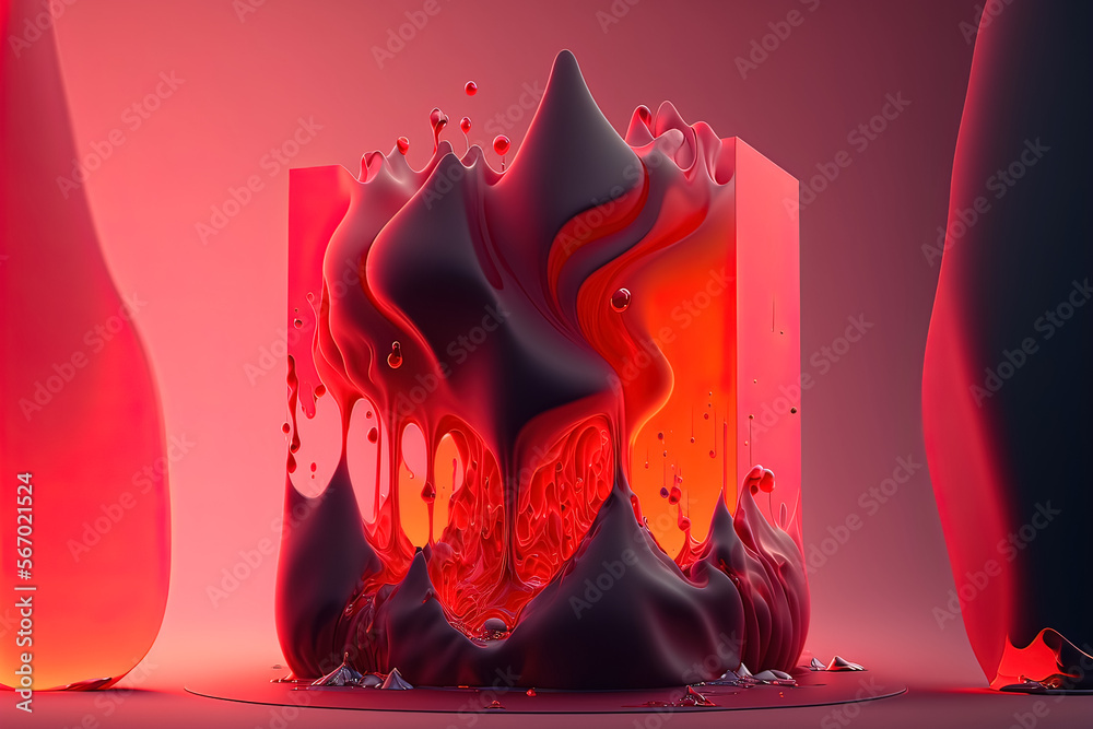 Canvas Prints abstract fluid red and black background with interlaced 3d distortion effect. futuristic liquid desi
