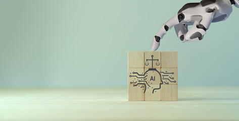 AI ethics or AI Law concept. Developing AI codes of ethics. Compliance, regulation, standard , business policy and responsibility for guarding against unintended bias in machine learning algorithms.