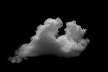 Separate white clouds on a black background have real clouds. White cloud isolated on a black background realistic cloud. white fluffy cumulus cloud isolated cutout on black background