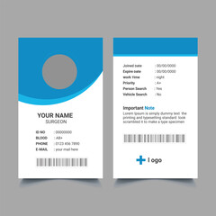 Doctor ID badge. Medical identity card design template