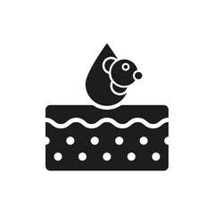 Molecule on Skin Structure Silhouette Icon. Dermatology Ingredient Icon. Chemical Cosmetology for Skincare Glyph Pictogram. Hyaluronic Acid Cosmetic Component. Isolated Vector Illustration