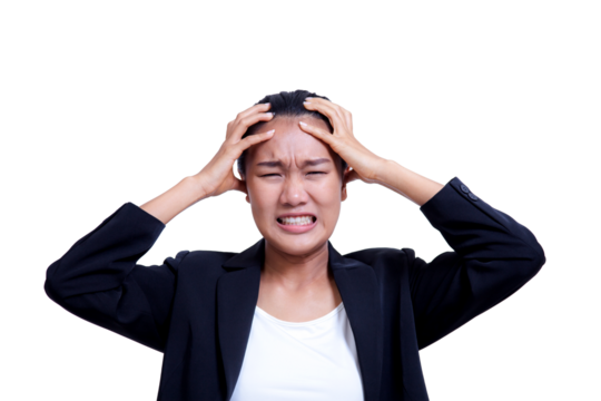 stressed businessman on white background