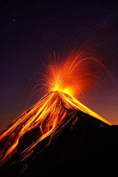volcano in the night