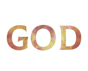 Beautiful illustration with the word God on transparent background – Christian text in png format