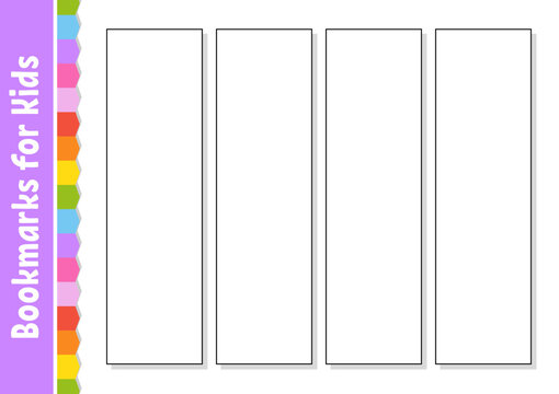 Set of paper bookmarks for books with cute cartoon characters. For kids. Isolated on white background. Vector illustration.