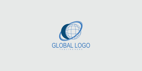 Global logo design with creative concept premium vector