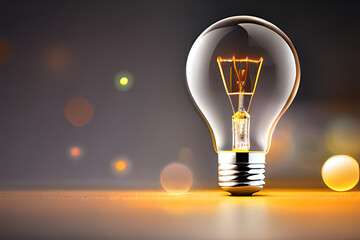 Light bulb featuring a bokeh background created using Generative Ai Technology 